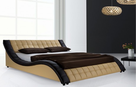 Moderni odinė dvigulė lova Ženeva