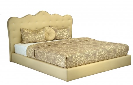 Karališkų formų odinė miegamojo lova MALIBU